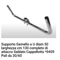 Supporto gemello a U - Omc 0178 diam. 50- largh. 130