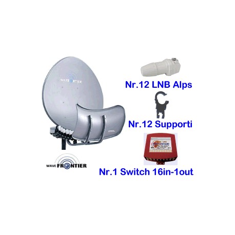 Kit Toroidale Wavefrontier 90cm + 12 LNB Alps + Switch 16in1