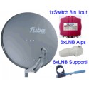 KIT Parab. Fuba 85cm Allum + 6 LNB + 1 EMP 8 in + 5 supporti