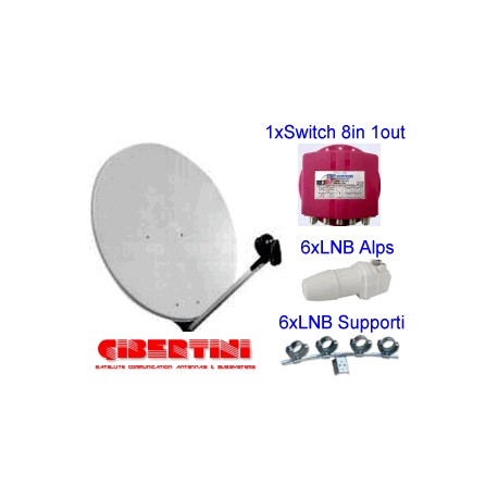 KIT Parab.100cm Gibertini Serie L + 6 LNB + 1 Diseqc EMP 8in