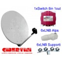 KIT Parab.100cm Gibertini Serie L + 6 LNB + 1 Diseqc EMP 8in