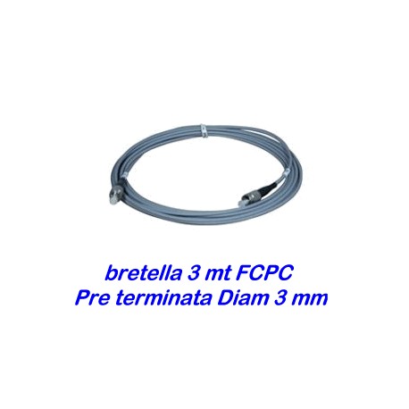 Bretella cavo ottico 3 metri - diam. 3mm - pretermin. (sped.grat